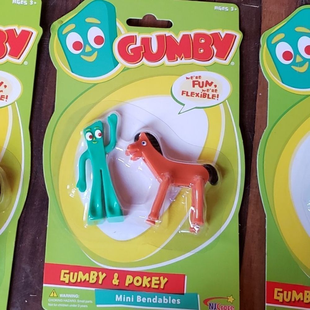 New GUMBY & POKEY Mini Bendable Figures Gift Toy Toysmith Collectable